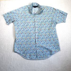 Ralph Lauren Shirt Mens XL Blue Floral Hawaiian Button Up Classic Retro Preppy